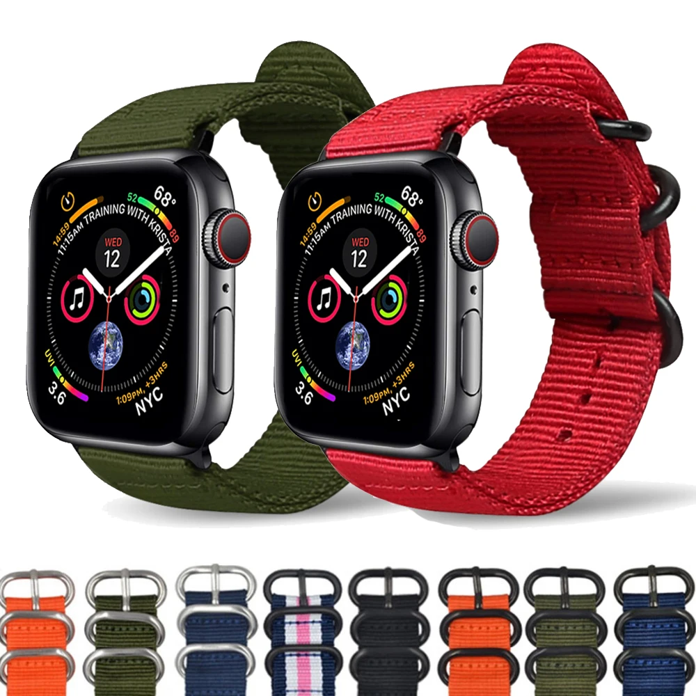 Ремешок нейлоновый для Apple watch series 3 4 5 спортивный браслет петля мягкий iwatch 40 мм 44 38