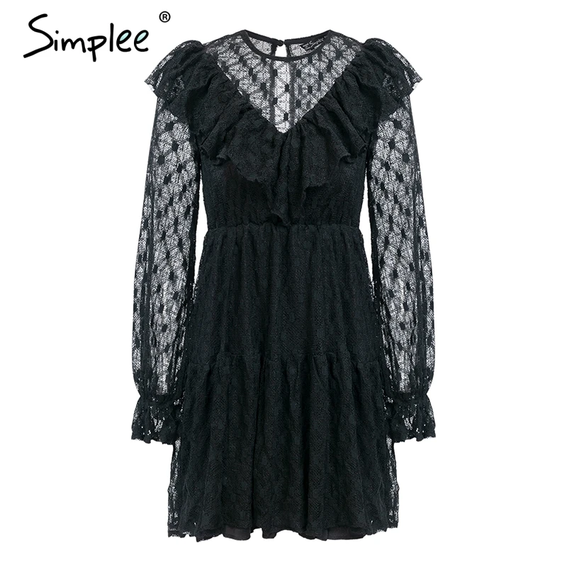Simplee с расклешенными рукавами и круглым вырезом открытое женское платье оборками