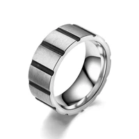 stainless steel groove ring black brushed personality tide male 8mm silver color diy smooth rings for mens band fashion jewelry