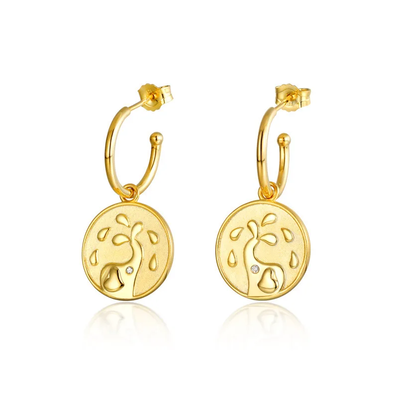 

Минималистичные золотые серьги с круглым лицом в виде слона из стерлингового серебра 100% пробы, Женская бутиковая бижутерия, подарок