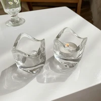 korean style simple transparent glass candle holder romantic candlelight dinner props decoration ornaments confession