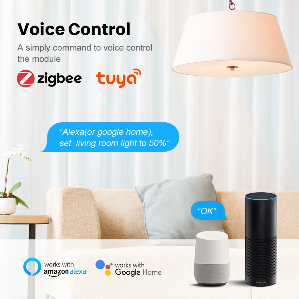 Модуль переключателя света AVATTO Tuya Smart ZigBee 1/2 кнопок дистанционное управление