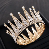 fashion gold rhinestone royal queen wedding crown bridal tiaras and crowns hair jewelry bride diadem pageant circle
