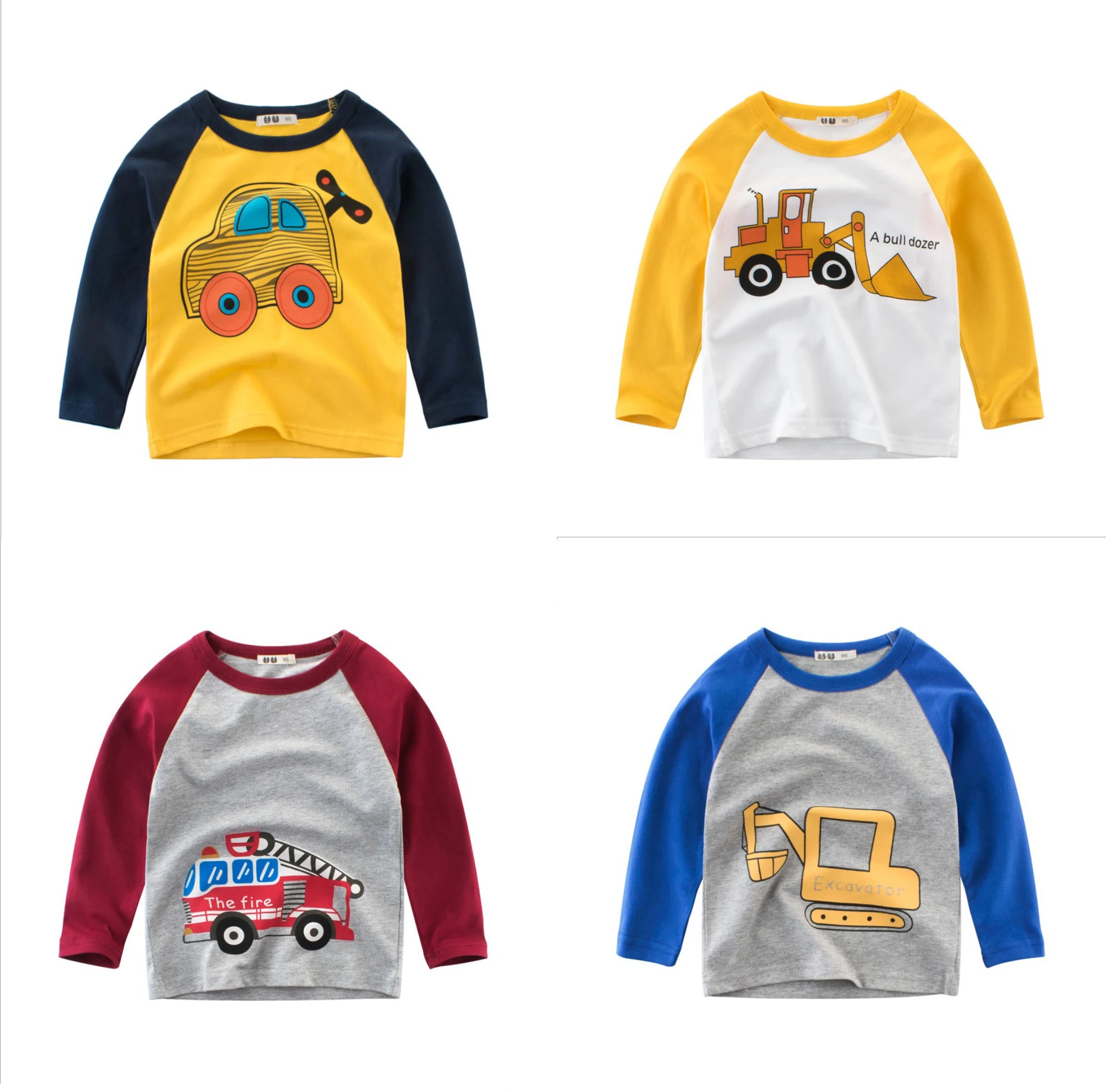 

7plus1 2020 new kids boys car printing long sleeve cotton T shirts for 3T 4T 5T 6T 7T 8T baby sports clothing
