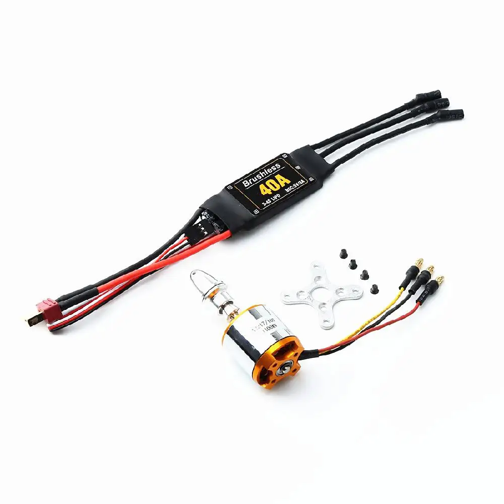 

A2217 1100KV/1250KV/2300KV Brushless Motor 40A ESC With T Plug and 3.5mm Banana Connectors for RC Fixed Wing Plane Helicopter
