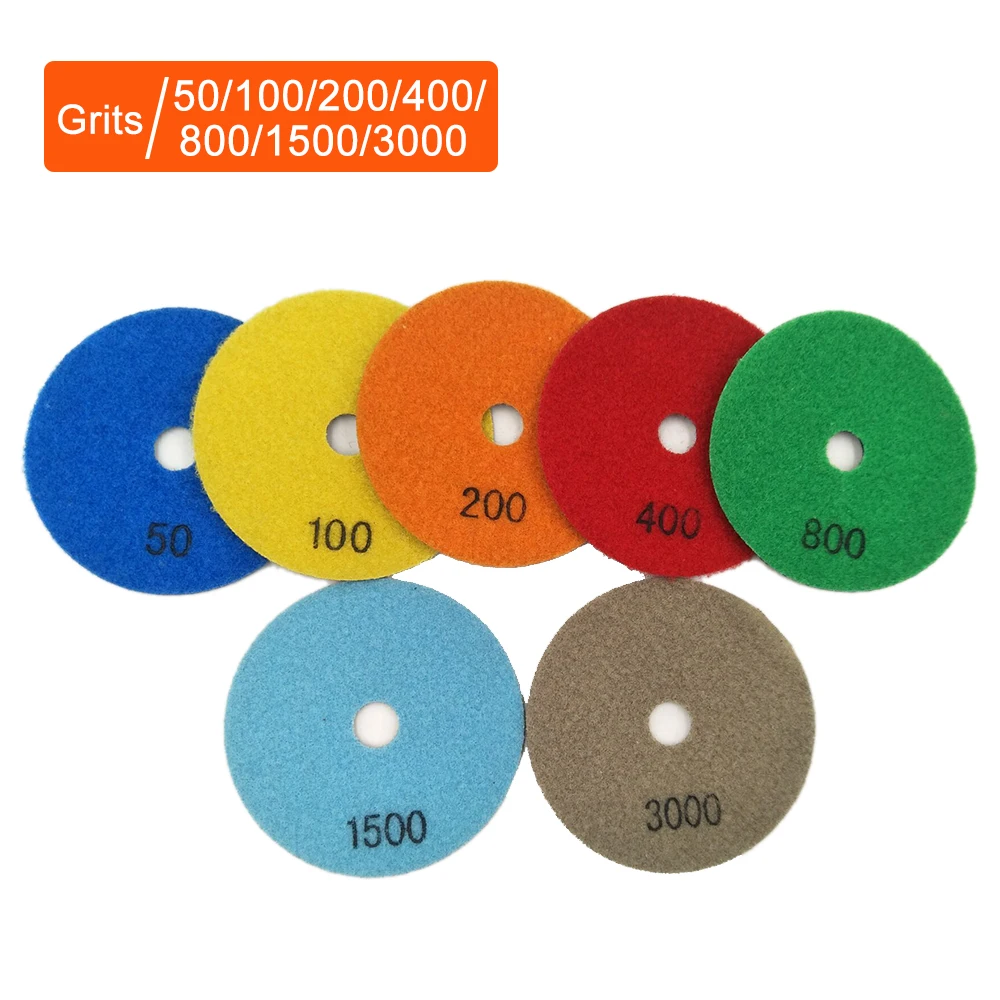 

7PCS 4 Inch Set Wet Dry Diamond Polishing Pads For Granite Concrete Marble Polishing Pads Polishing Machine Accessories