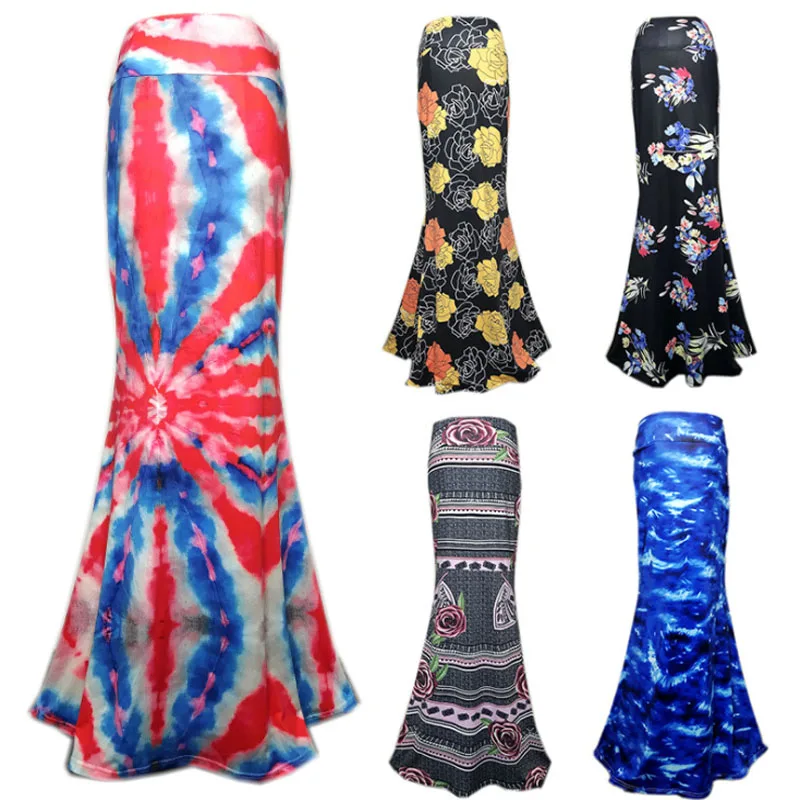 

S-3XL Pinted Long Skirts Womens Maxi Skirt Summer Sexy Fashion Female Floral High Waist Pencil Skirts Women Mujer Faldas