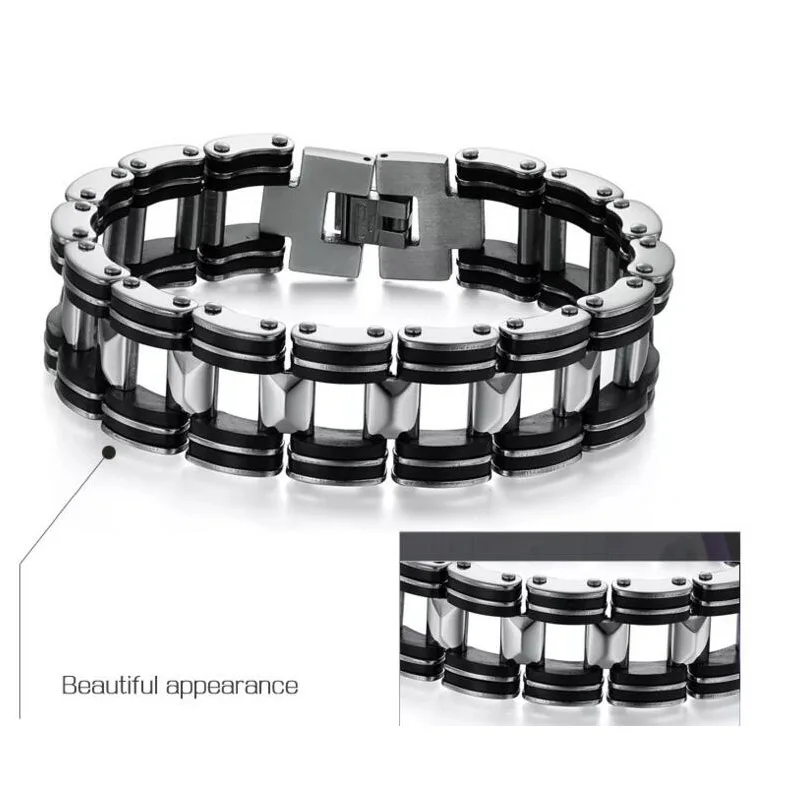 Мужской Байкерский браслет из нержавеющей стали с широкой цепочкой мужские