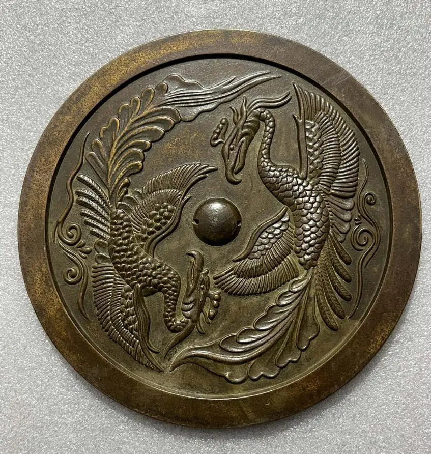 

Статуэтка из чистой латуни, Феникс, рыба, пейзаж, персонажи, бронзовое зеркало, украшение для дома, статуэтка ручной работы