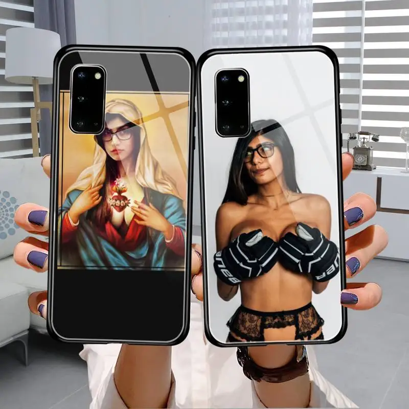 Чехлы для телефонов Sexy beauty girl mia khalifa из закаленного стекла Samsung S20 Plus S7 S8 S9 S10E Note 8 9 10