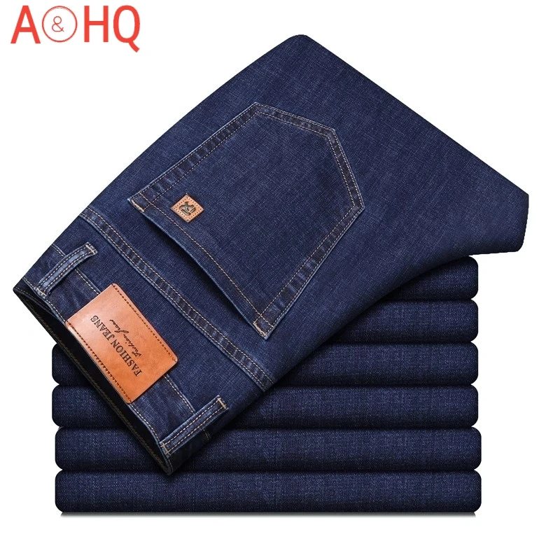 

Men's Stretch Jeans Classic Style Stretch Denim Pants Male Clothing Blue Business Casual Cotton Trousers 2021 Autumn New