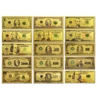 15 шт набор золотых банкнот 1,2,5,10,20,50,100 ,500,1000,5000,10000,100000,1 млн, 1 миллиард новых долларов США 100