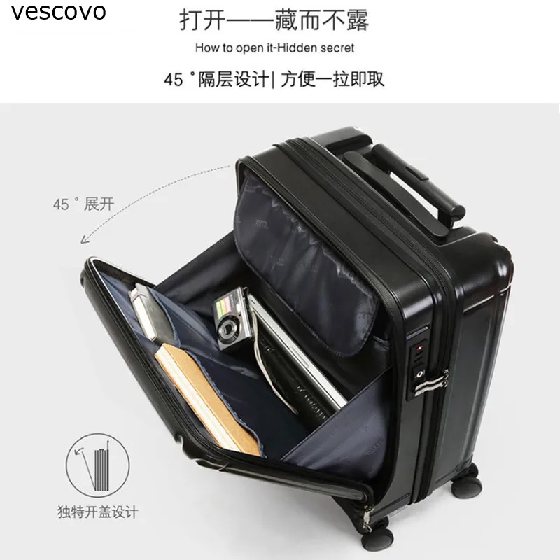 Чемодан на колесиках vescovo 20 дюймов для мужчин и женщин Спиннер багажа ноутбука с