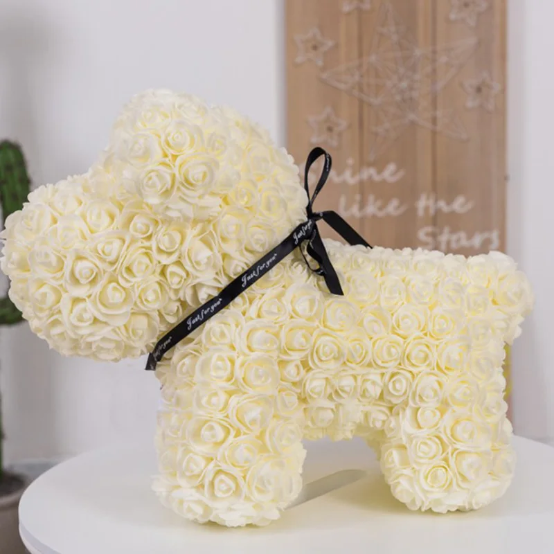 42cm cream dog Горячая Распродажа кролик, собака, панда, единорог, плюшевый медведь, роза, мыльный цветок, искусственная игрушка, рождественские подарки для женщин, подарок на день Святого Валентина - Цвет: 42cm cream dog