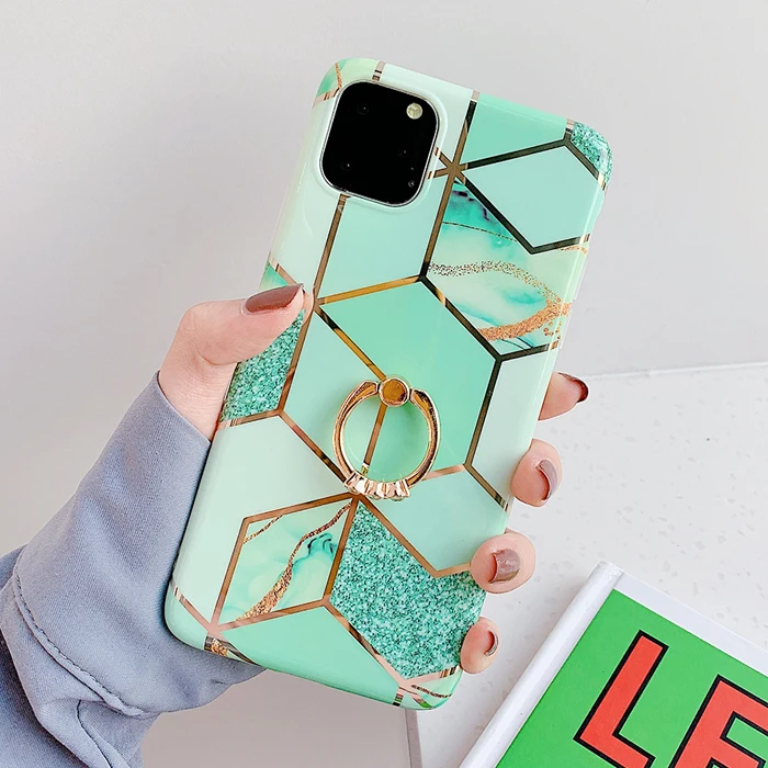 Чехол для телефона LACK для iPhone 11 11Pro Max XR X XS Max 6 6S 7 8Plus Роскошный Мраморный чехол с кольцом-подставкой - Color: Style 11