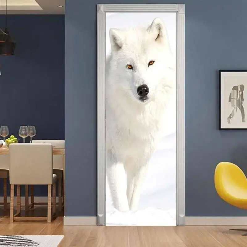 2 шт белая Лисичка узор наклейка на дверь милые обои шикарная Наклейка стену