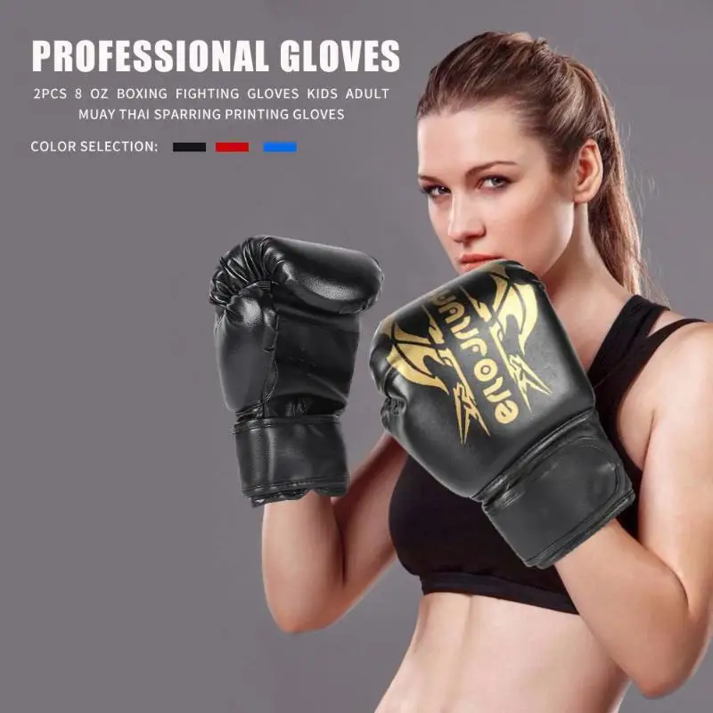2 шт 8 унций печать боксерские тренировочные боевые перчатки дышащие детские Муай