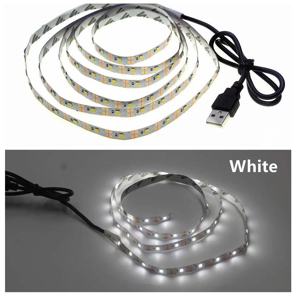 Светодиодная лента гибкая светящаяся 2835SMD для подсветки ТВ 5 В пост. тока 1/2/3/4/5 м |