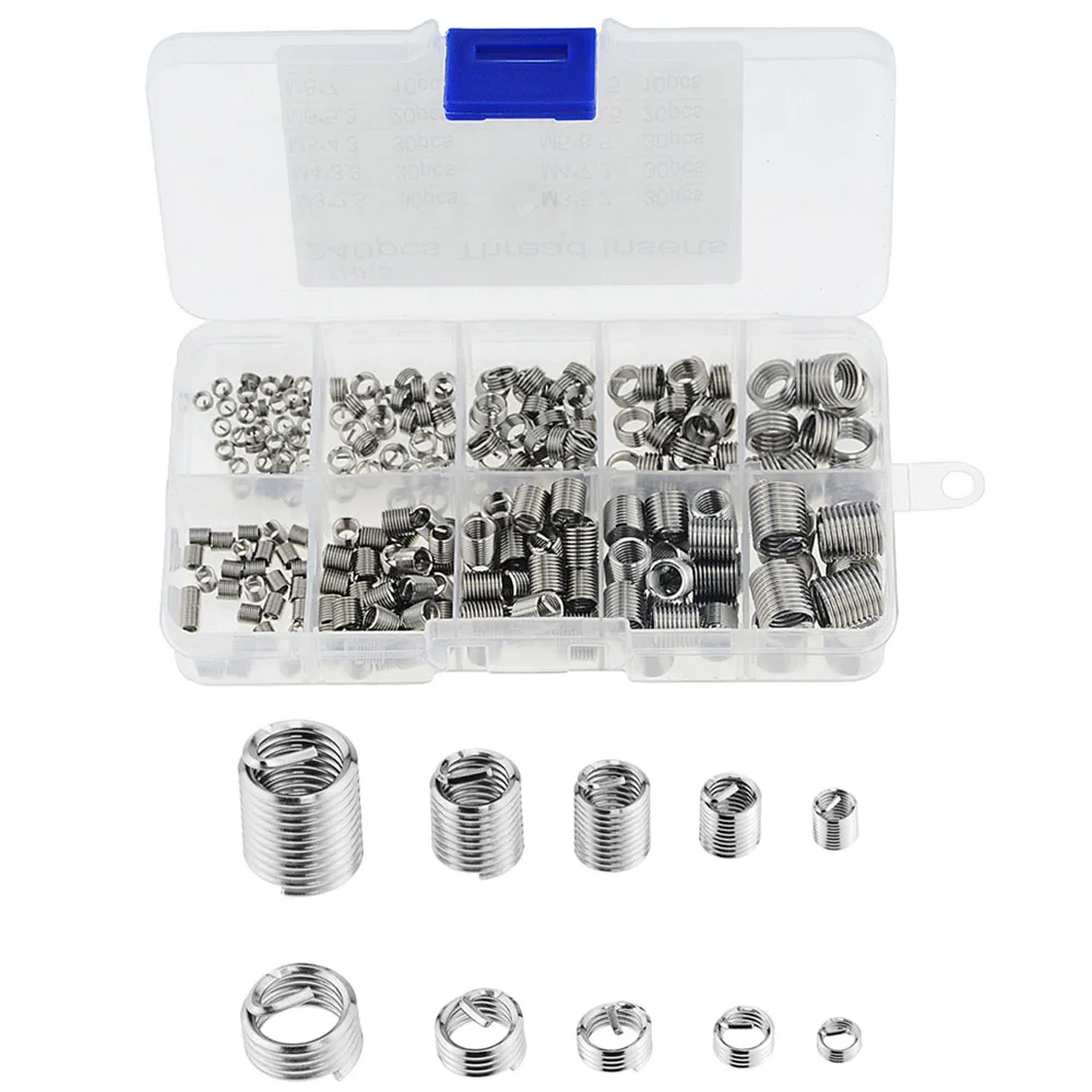 

240PCS/Box M3-M8 M4 M5 M6 Stainless Steel Threaded Insert Wire Screw Sleeve Thread Coiled Wire Helical Screw Repair Tool Kit