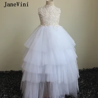 janevini luxury beading lace white flower girl dress high neck sleeveless cascading tulle a line girls first communion dresses