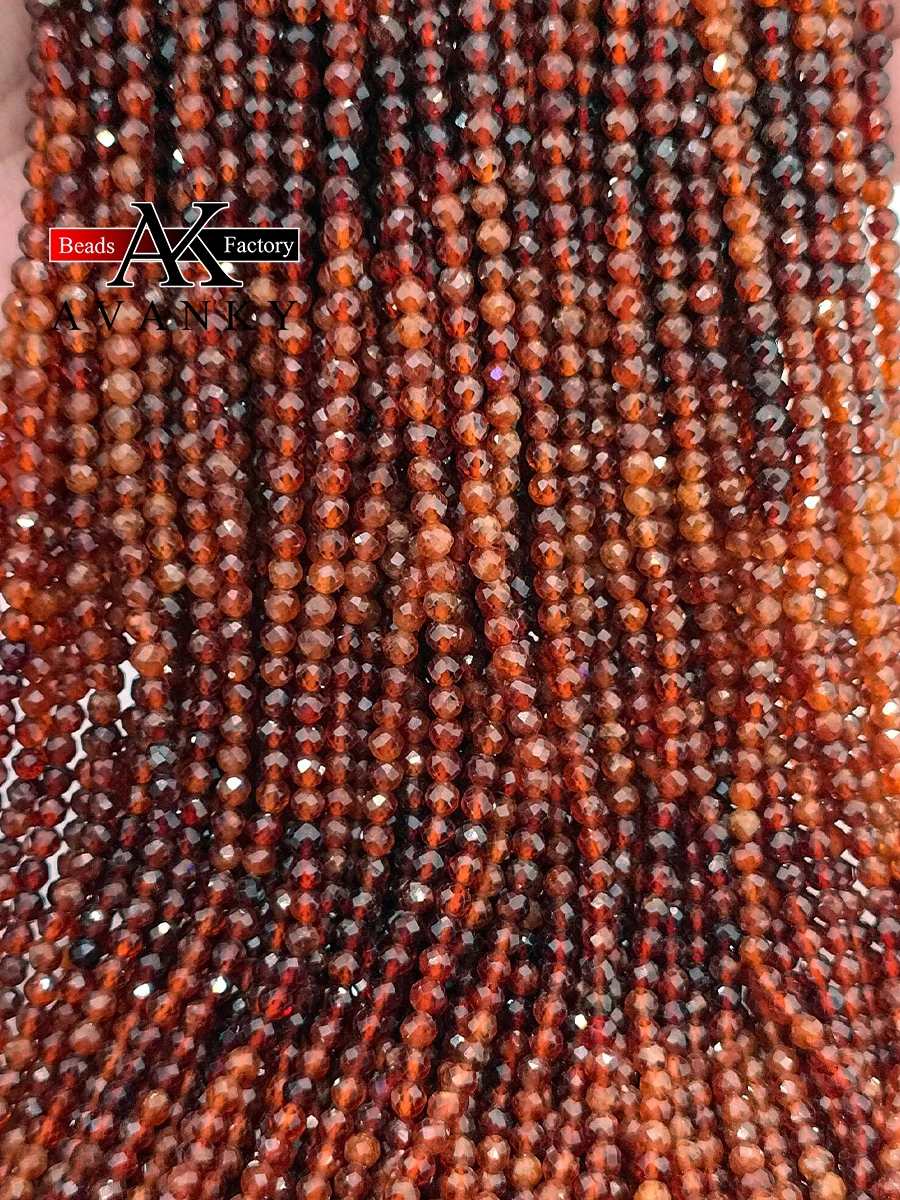 

Natural Stone Gradient Semi-Precious Stone 4mm Faceted Orange Pomegranate Bead Jewelry Make DIY Necklace Bracelet 15"