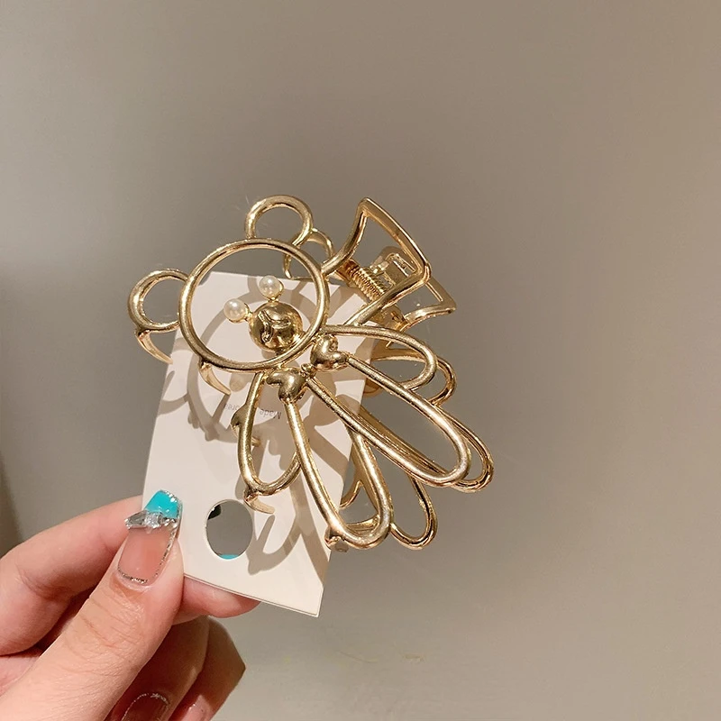 Зажим для волос Женский металлический в виде медведя из мультфильма 2021 |