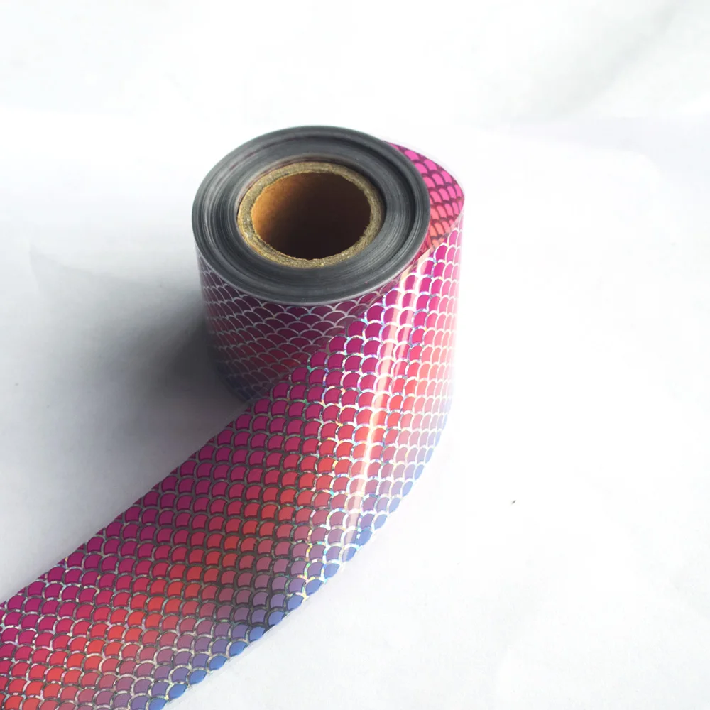 

10Roll Laser Fish Scales Nail Foil Holographic Gradient Mermaid Transfer Sticker Wave Decal Starry Paper Decoration