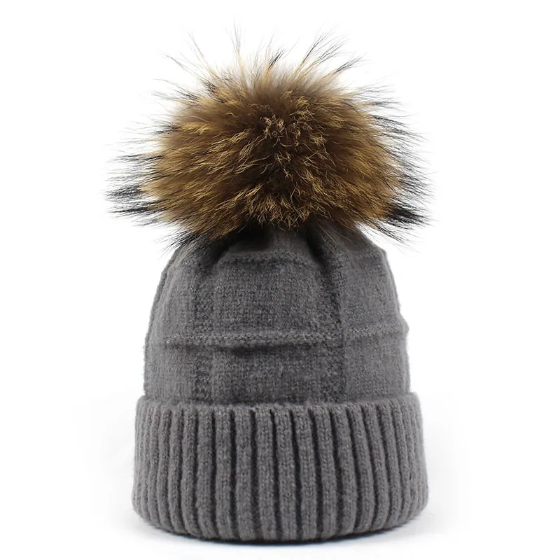 Minhui шапки из натурального меха для женщин зимние вязаная шапка одноцветная