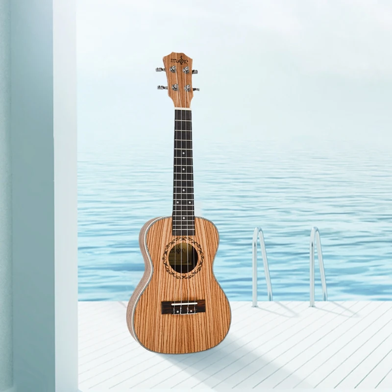 

Concert Ukulele 23 Inch Hawaiian Zebrawood Beginner Uke 4 Strings Acoustic Guitar Ukulele Guitar With Bag Send Gifts Musical Str