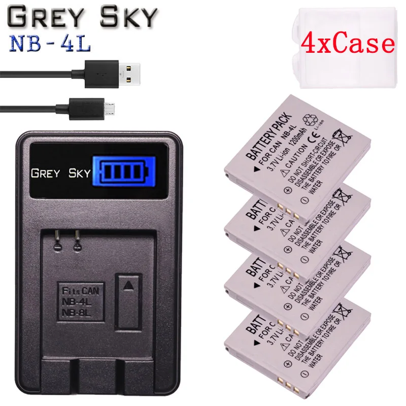 NB-4L NB 4L NB4L Литий-ионные аккумуляторы + зарядное устройство USB с ЖК-дисплеем для Canon