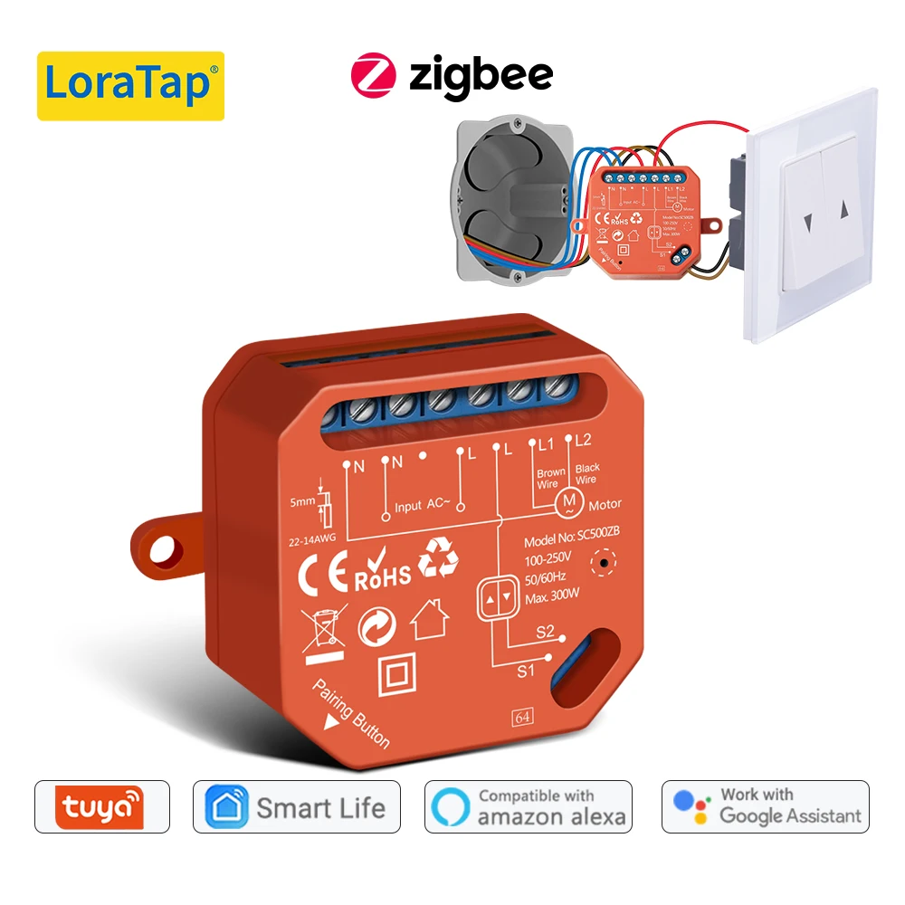 Модуль переключателя штор LoraTap Zigbee для жалюзи DIY Tuya умный дом от Google Assistant Alexa
