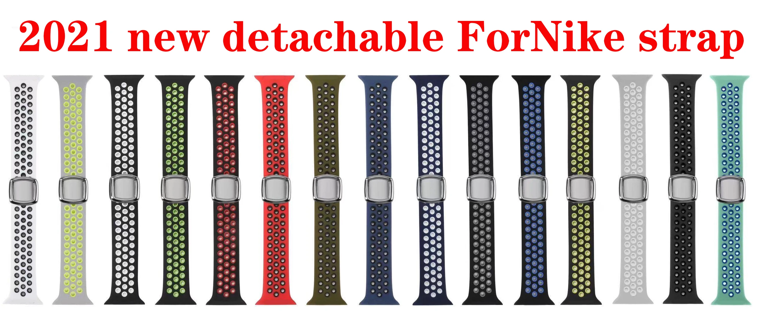 

2021New Silicone Strap for iWatch 44mm 42mm 40mm 38mm Two-color Soft Sports Breathable Watchbands for Apple Watch 6 5 4 3 2 1 SE