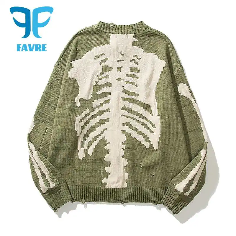 Свитер женский жаккардовый свободный в стиле хип-хоп | Женская одежда