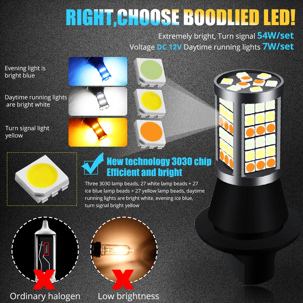 2pcs 1156 BA15S 7506 P21W LED Bulbs Canbus 81 SMD White/Amber/Ice blue Auto Car Front Daytime Running Lights Turn Signal Light - купить по