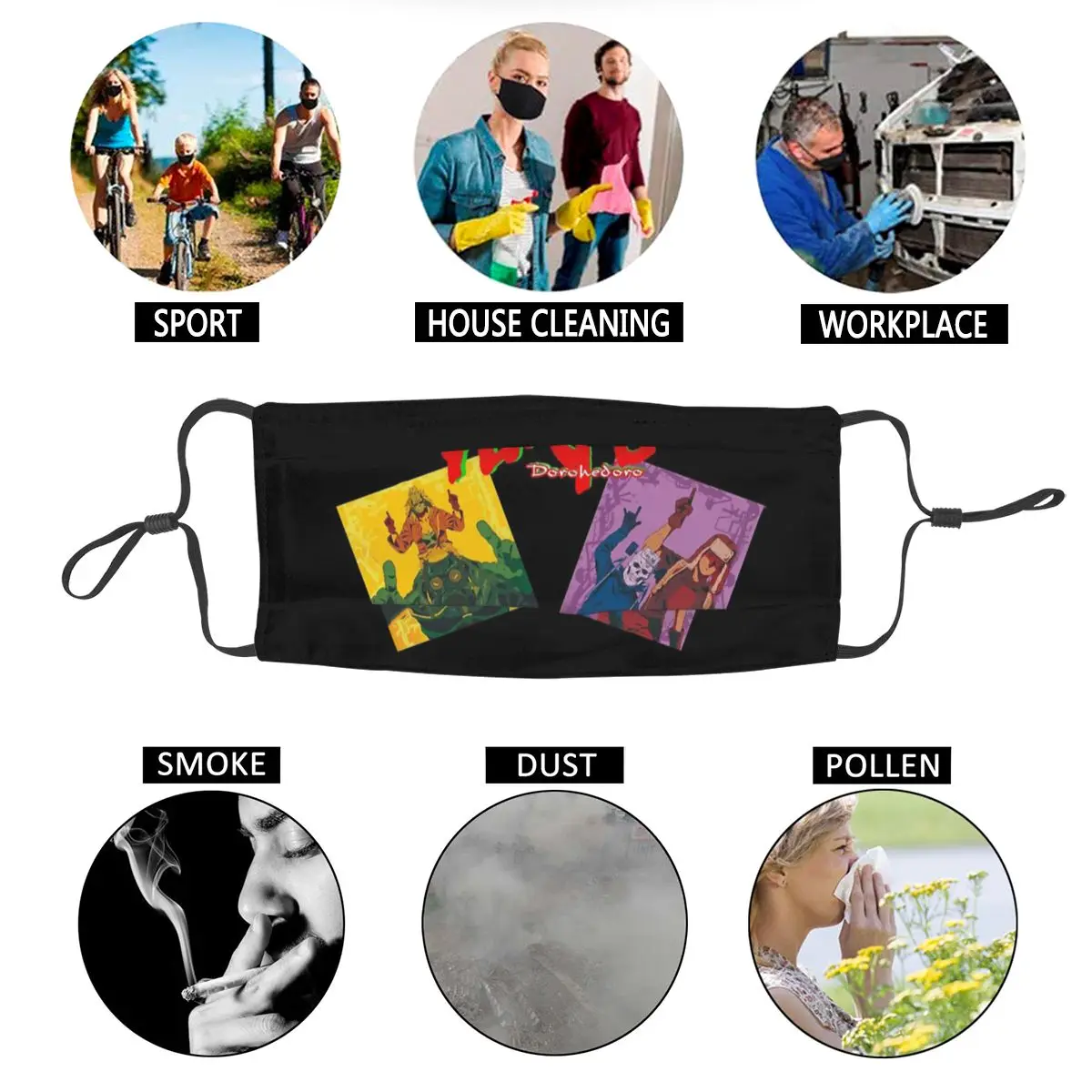 Маска для лица Dorohedoro коллаж не одноразовая Аниме Манга Готическая защита от