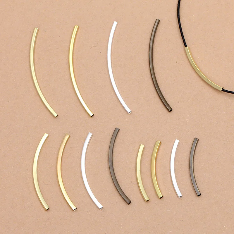 Металлическая латунная трубка изогнутая квадратная длинная с золотым и