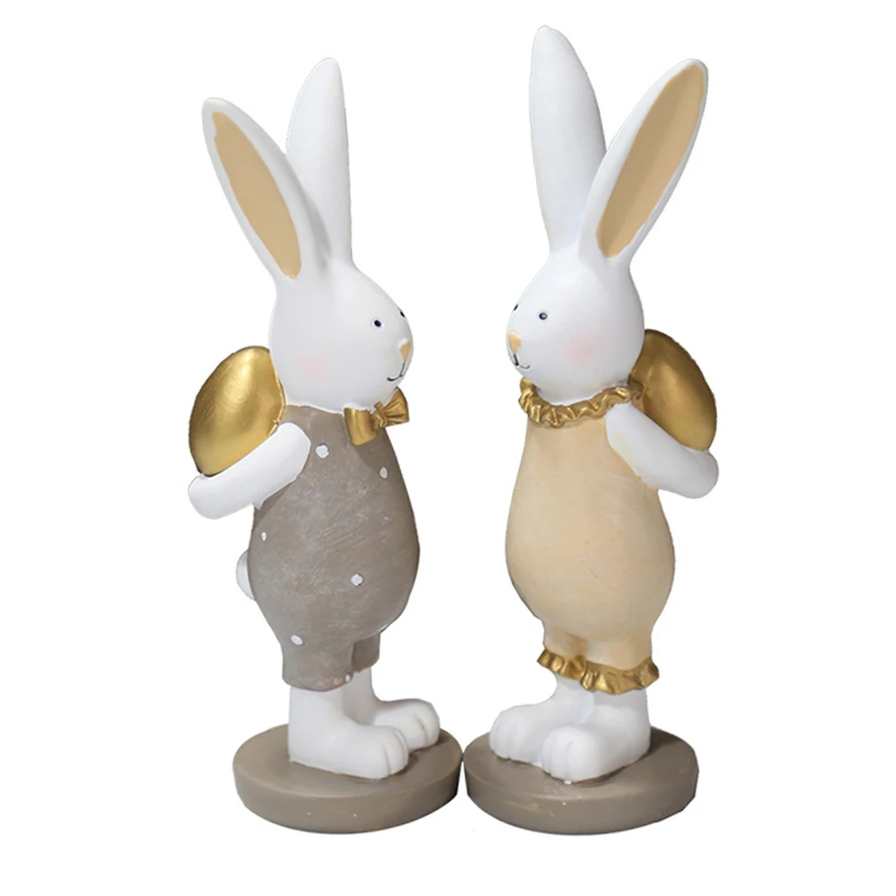 

Kids Easter New Creative Popular Home Decorations Children's Room Desktop Decoration Girl Golden Egg Rabbit Gift Resin Crafts
