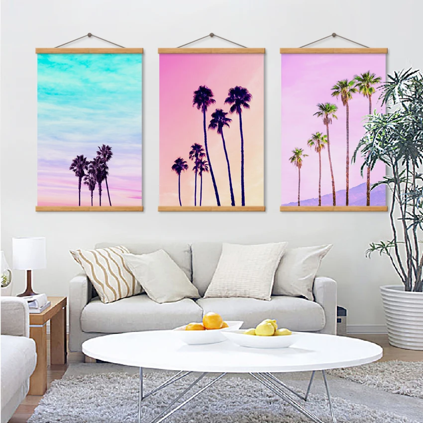 

Wall Art Landscape Canvas Paintings Sunset Glow Coconut Tree Print Picture Home Decor Poster For Living Room Bedroom