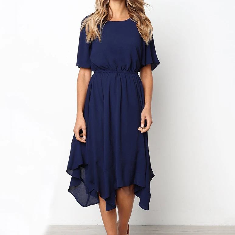 Пляжное платье трапециевидной формы с коротким рукавом и оборками Вечерние