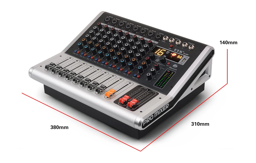 EYK EA80P 8 Каналы микшерный пульт с 2x150 Вт/4 Ом Мощность, профессиональный усилитель мощности Bluetooth запись USB аудио DJ микшер