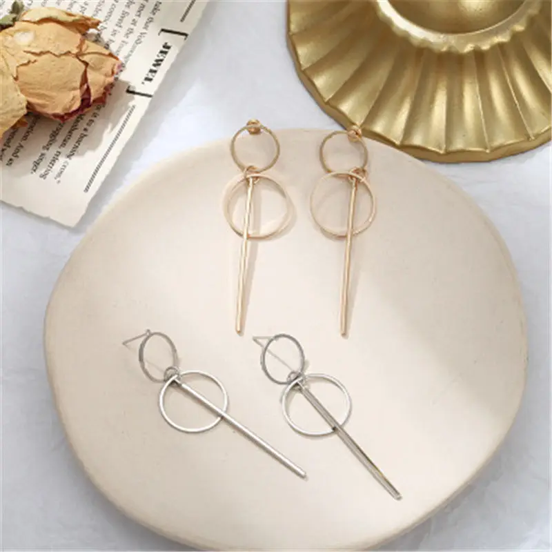 Новые корейские серьги для женщин панк Простые Модные обруча 2019 Длинные