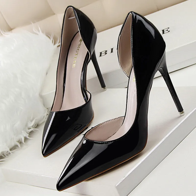 

BIGTREE Shoes Patent Leather Heels 2022 Fashion Woman Pumps Stiletto Women Shoes Sexy Party Shoes Women High Heels 12 Colour