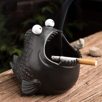 tao fan creative cute animal ceramic ashtray piranha desktop office decoration household windproof and fly ash car small ashtray