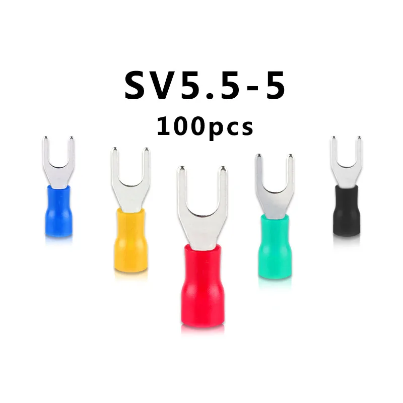 100 шт. SV1.25 SV2 SV3.5 SV5.5 изолированный контактный разъем обжимной кабель провод вилка класса изоляции - Цвет: SV5.5-5