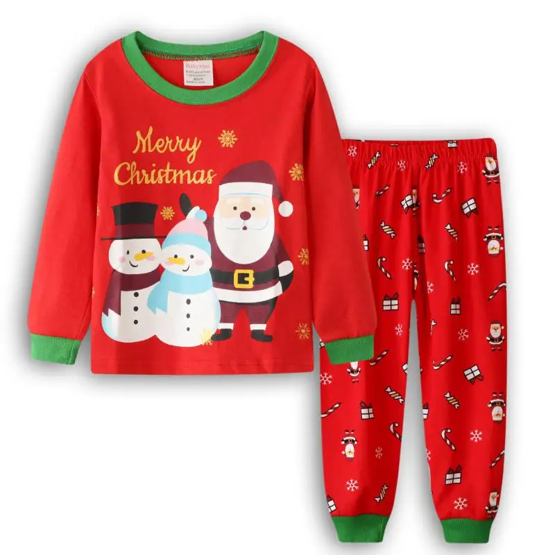 Christmas New Kids Pajamas set Boys Pyjamas girls cotton cute sleepwear T-Shirts+Pant Sets Children nightwear Family pajamas boy | Детская