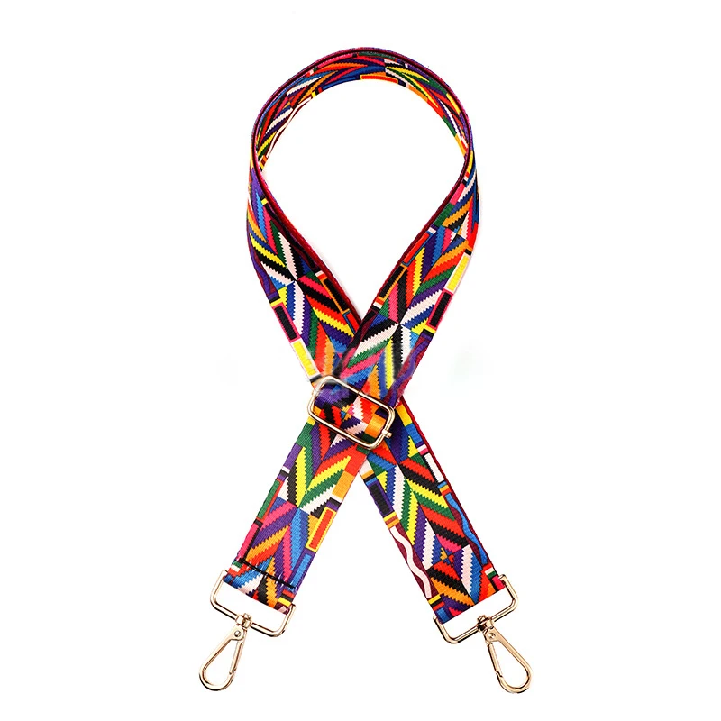 Rainbow Color Strip Wide Shoulder Straps Adjustable Ladies Ethnic Style Braided Belt Body Purse Diagonal Suspender Bag Accessory