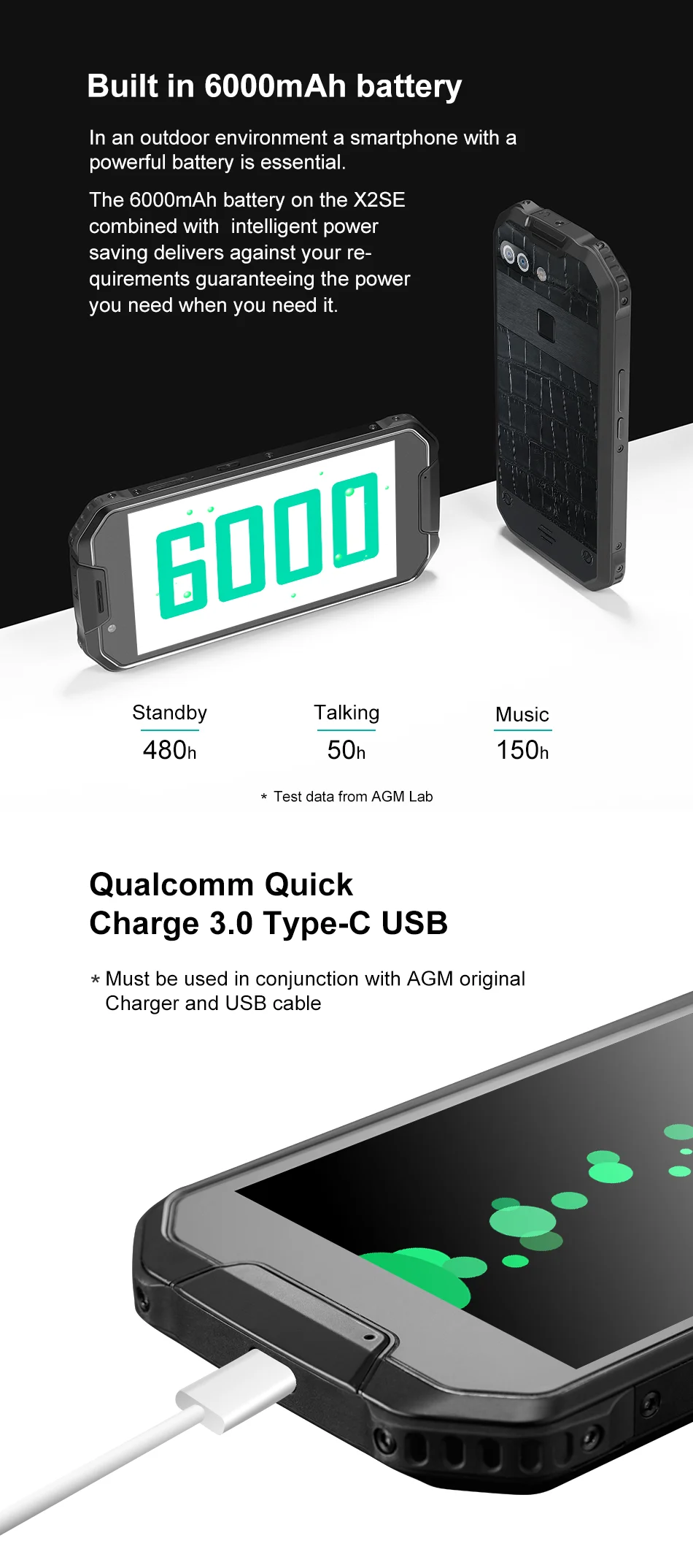 Официальный AGM X2 SE Android 7,1 прочный смартфон 6+ 64G 5," кожа IP68 водонепроницаемый 6000 мАч две sim-карты 16,0 Мп фронтальная камера