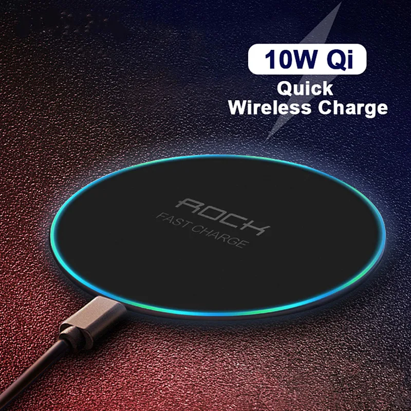 Беспроводное зарядное устройство ROCK Qi 10 Вт для iPhone 11 XR X XS Max 8 Plus USB-планшет быстрая