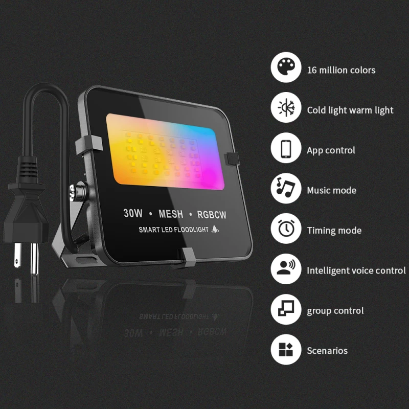 

LED Smart Floodlights Bluetooth-Compatible Smat Home Outdoor Lighting RGB Flood Light IP65 Spotlight Work With Alexa Google Home