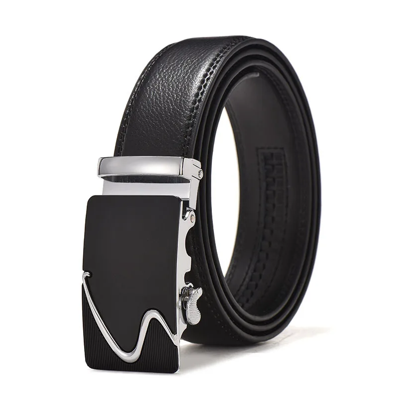 

2021 Brand Fashion Automatic Buckle Black Genuine Leather Belt Men's Belts Cow Leather Belts for Men 3.5cm Width